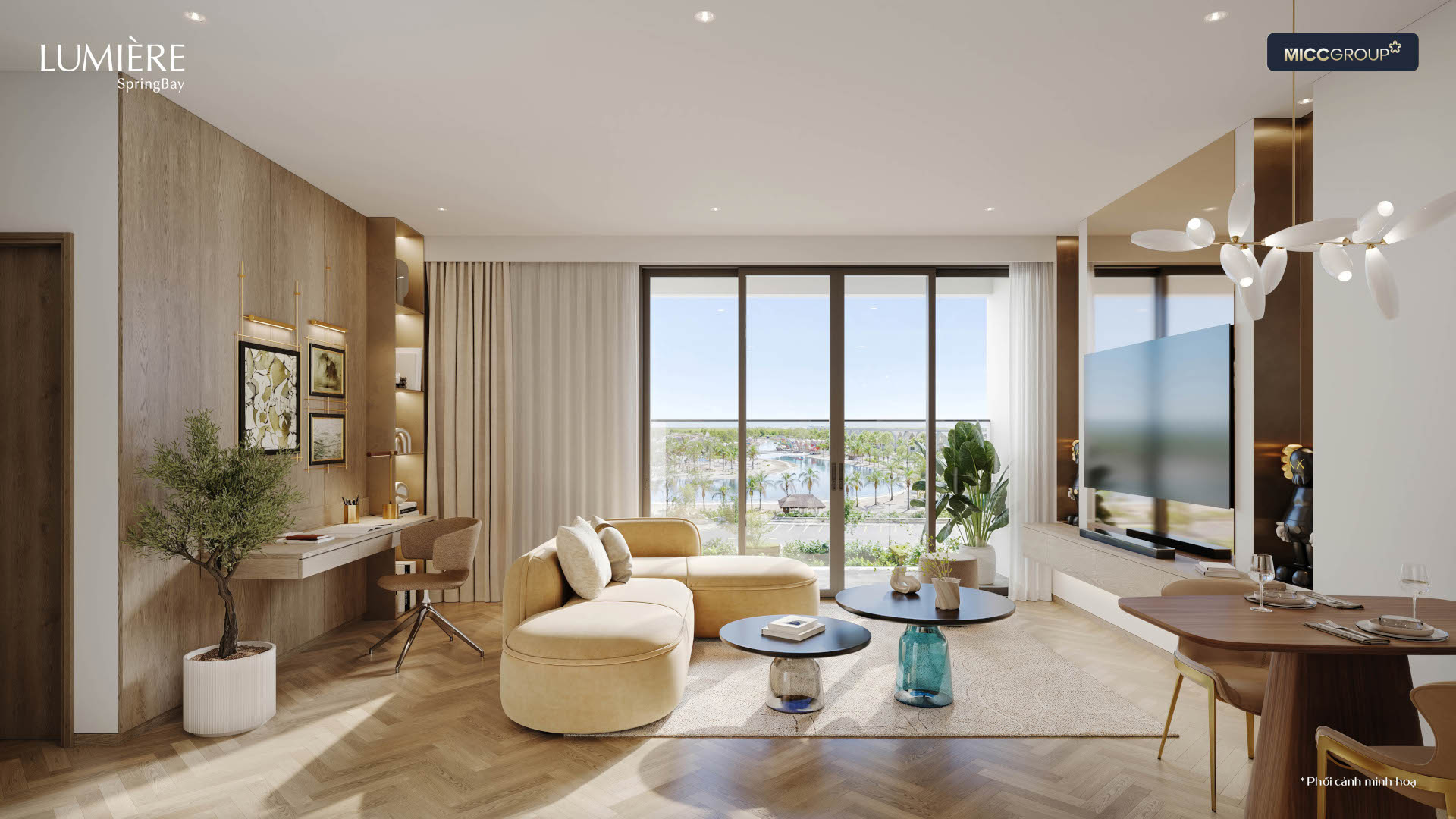 Phối cảnh phòng khách Lumiere SpringBay