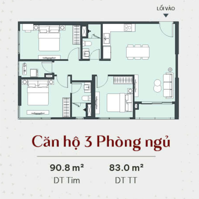 Căn hộ 3 phòng ngủ